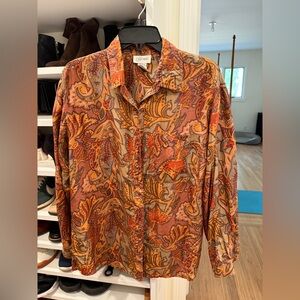 Harnold's Vintage Sz L Colorful 100% Silk Paisley Button Up Women’s Blouse